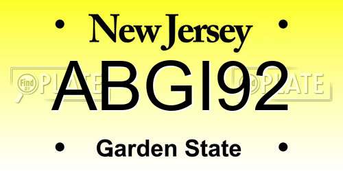 ABGI92 New Jersey License Plate