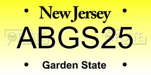 ABGS25 New Jersey License Plate