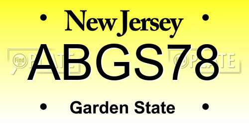 ABGS78 New Jersey License Plate