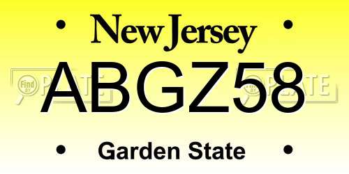 ABGZ58 New Jersey License Plate
