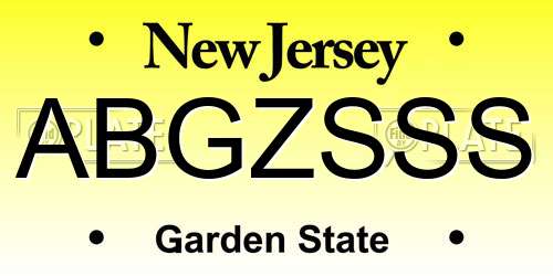 ABGZSSS New Jersey License Plate