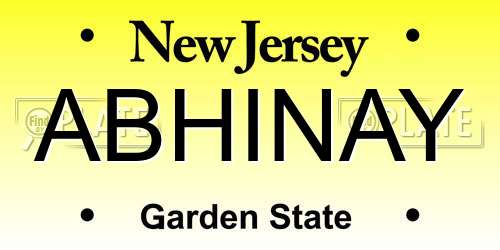 ABHINAY New Jersey License Plate