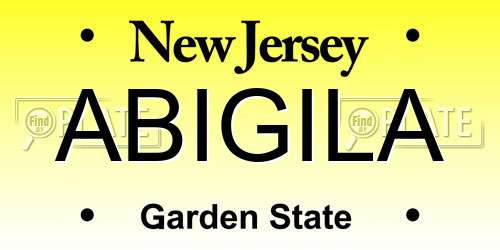ABIGILA New Jersey License Plate