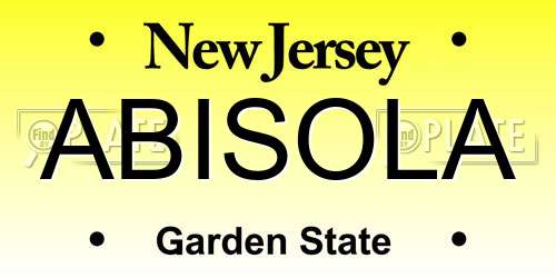 ABISOLA New Jersey License Plate