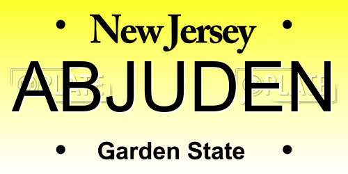 ABJUDEN New Jersey License Plate