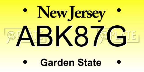 ABK87G New Jersey License Plate