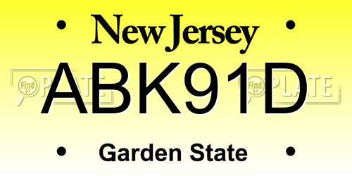 ABK91D New Jersey License Plate
