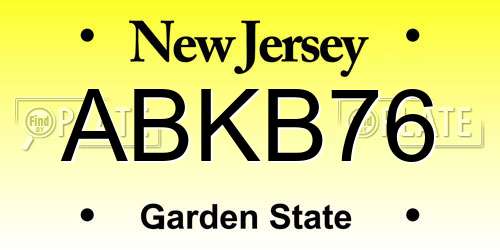 ABKB76 New Jersey License Plate