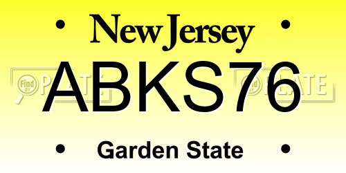 ABKS76 New Jersey License Plate