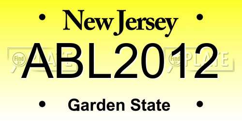 ABL2012 New Jersey License Plate