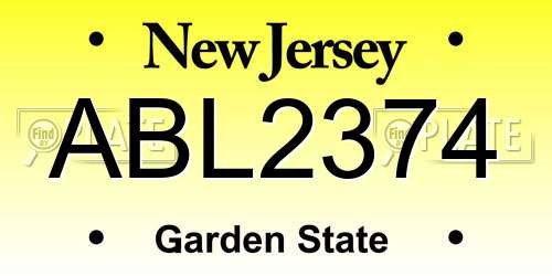 ABL2374 New Jersey License Plate