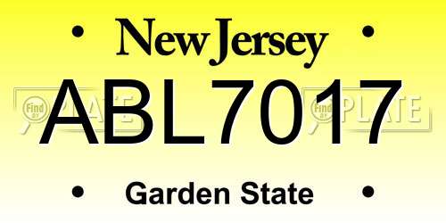 ABL7017 New Jersey License Plate