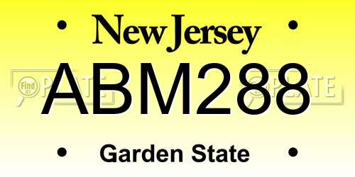 ABM288 New Jersey License Plate