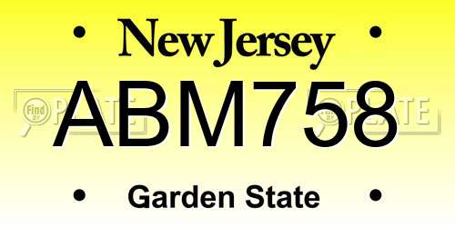 ABM758 New Jersey License Plate