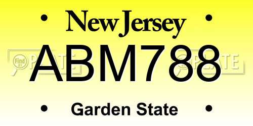 ABM788 New Jersey License Plate
