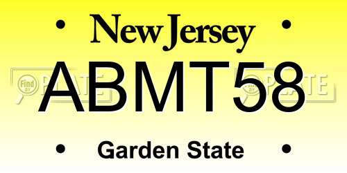 ABMT58 New Jersey License Plate