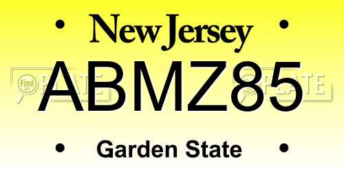 ABMZ85 New Jersey License Plate