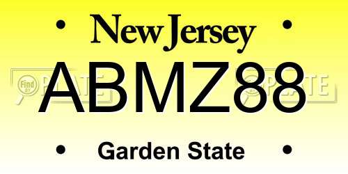 ABMZ88 New Jersey License Plate