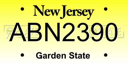 ABN2390 New Jersey License Plate