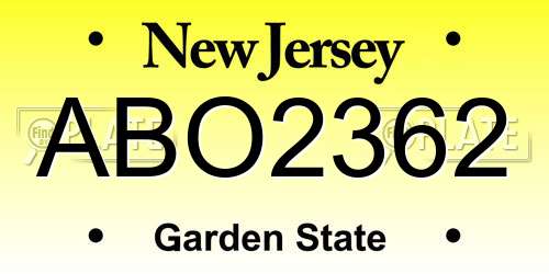 ABO2362 New Jersey License Plate