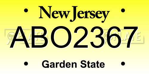 ABO2367 New Jersey License Plate