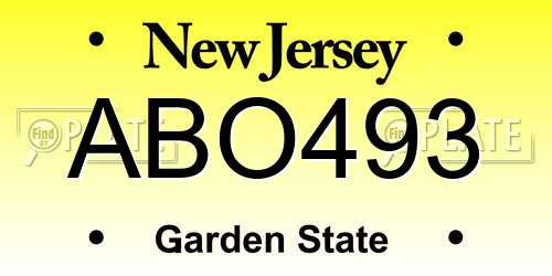 ABO493 New Jersey License Plate