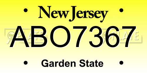 ABO7367 New Jersey License Plate
