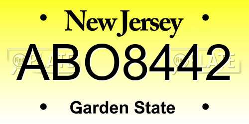 ABO8442 New Jersey License Plate
