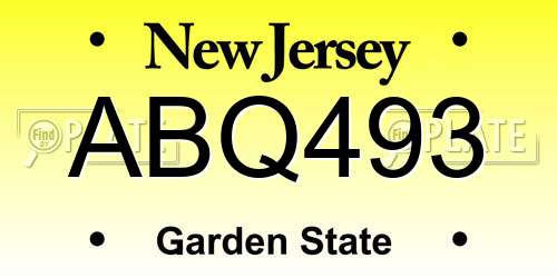ABQ493 New Jersey License Plate
