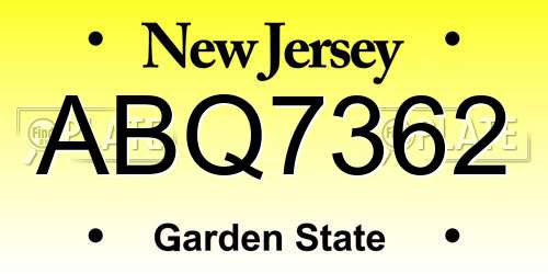 ABQ7362 New Jersey License Plate