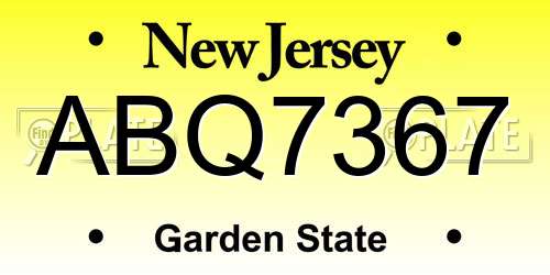 ABQ7367 New Jersey License Plate