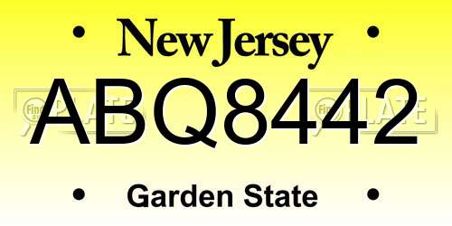 ABQ8442 New Jersey License Plate