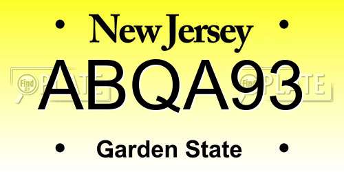 ABQA93 New Jersey License Plate