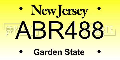 ABR488 New Jersey License Plate