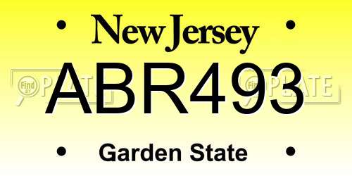 ABR493 New Jersey License Plate