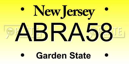 ABRA58 New Jersey License Plate