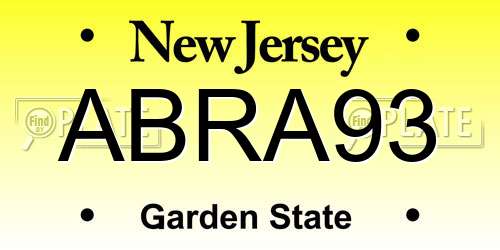 ABRA93 New Jersey License Plate