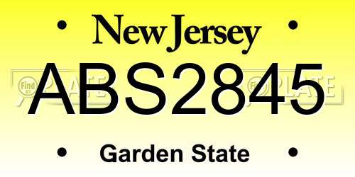 ABS2845 New Jersey License Plate