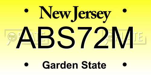 ABS72M New Jersey License Plate