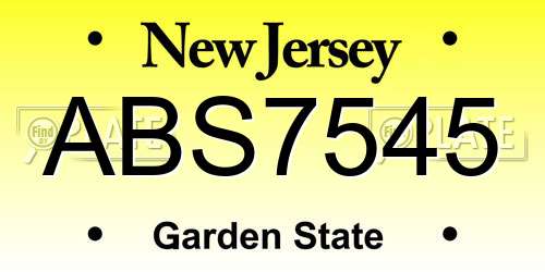 ABS7545 New Jersey License Plate