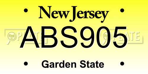 ABS905 New Jersey License Plate