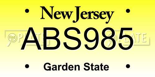 ABS985 New Jersey License Plate