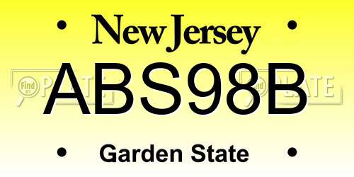 ABS98B New Jersey License Plate