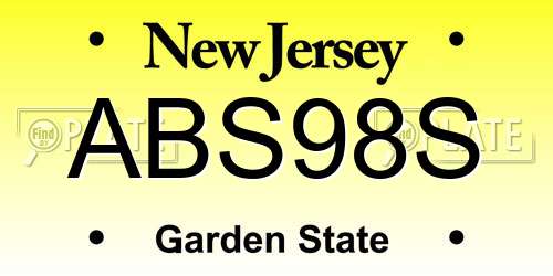 ABS98S New Jersey License Plate