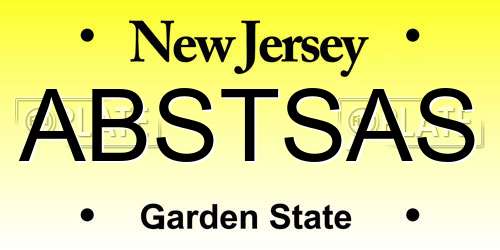 ABSTSAS New Jersey License Plate