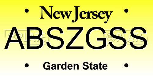 ABSZGSS New Jersey License Plate