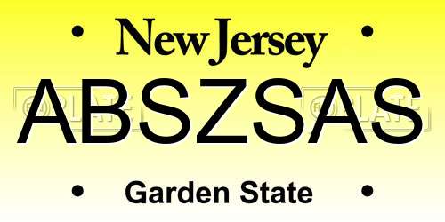 ABSZSAS New Jersey License Plate