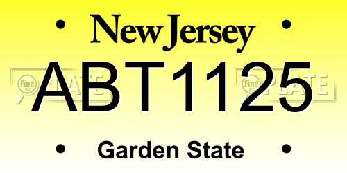 ABT1125 New Jersey License Plate