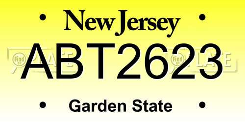 ABT2623 New Jersey License Plate