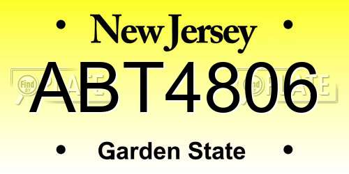 ABT4806 New Jersey License Plate